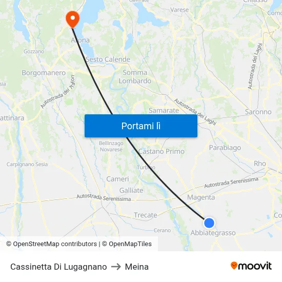 Cassinetta Di Lugagnano to Meina map
