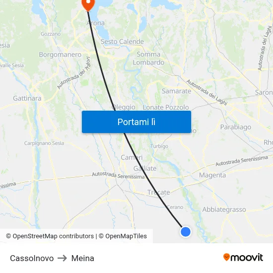 Cassolnovo to Meina map