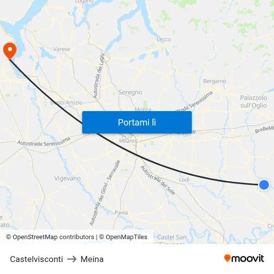 Castelvisconti to Meina map