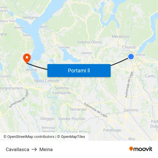 Cavallasca to Meina map