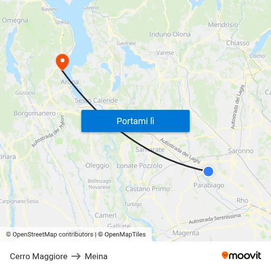 Cerro Maggiore to Meina map