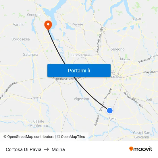 Certosa Di Pavia to Meina map