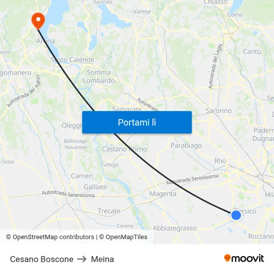 Cesano Boscone to Meina map