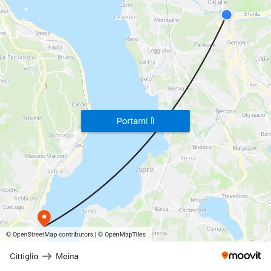 Cittiglio to Meina map