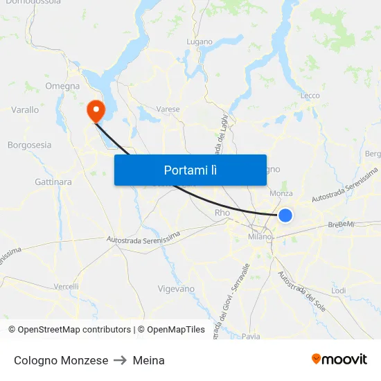 Cologno Monzese to Meina map