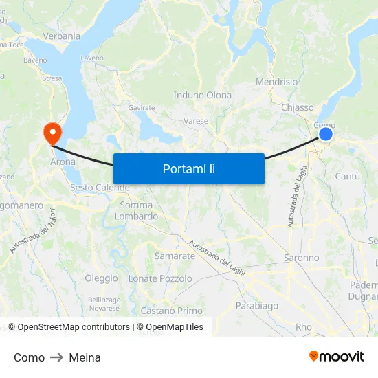 Como to Meina map