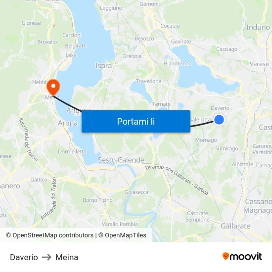 Daverio to Meina map