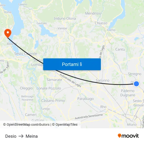 Desio to Meina map