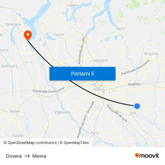 Dovera to Meina map