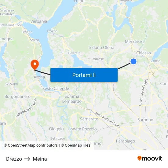 Drezzo to Meina map