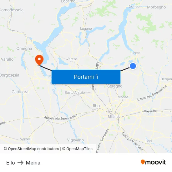 Ello to Meina map