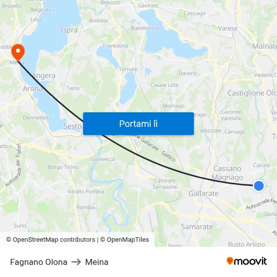 Fagnano Olona to Meina map