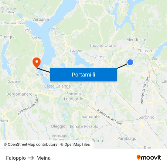Faloppio to Meina map
