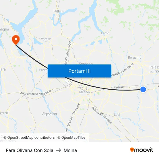 Fara Olivana Con Sola to Meina map