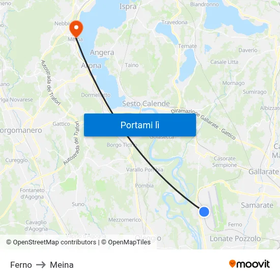 Ferno to Meina map