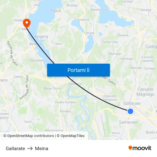 Gallarate to Meina map