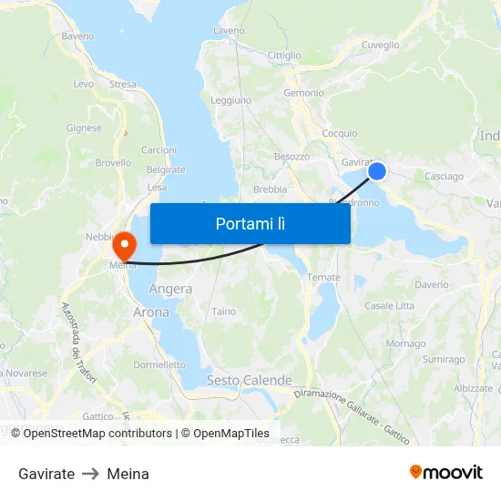 Gavirate to Meina map