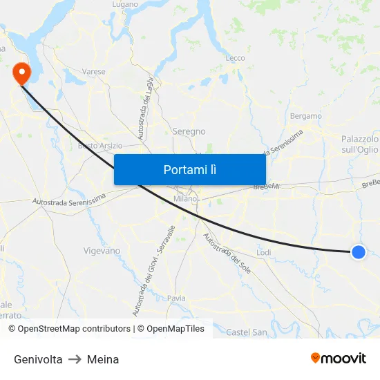 Genivolta to Meina map