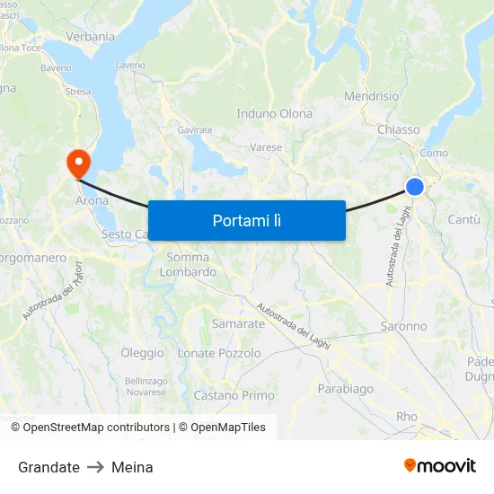 Grandate to Meina map