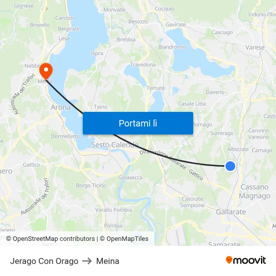 Jerago Con Orago to Meina map