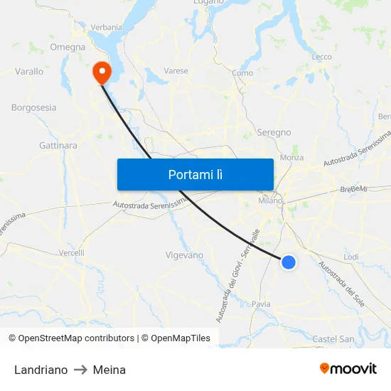 Landriano to Meina map