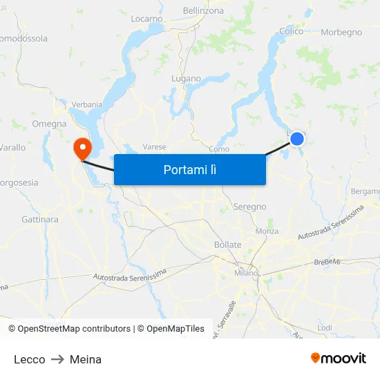 Lecco to Meina map