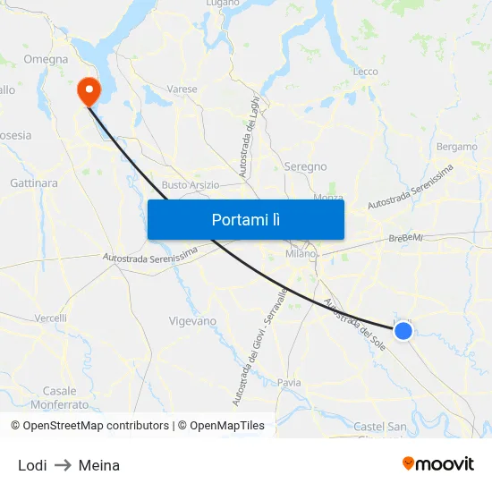 Lodi to Meina map