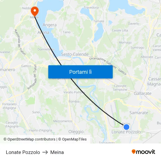 Lonate Pozzolo to Meina map