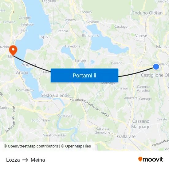 Lozza to Meina map