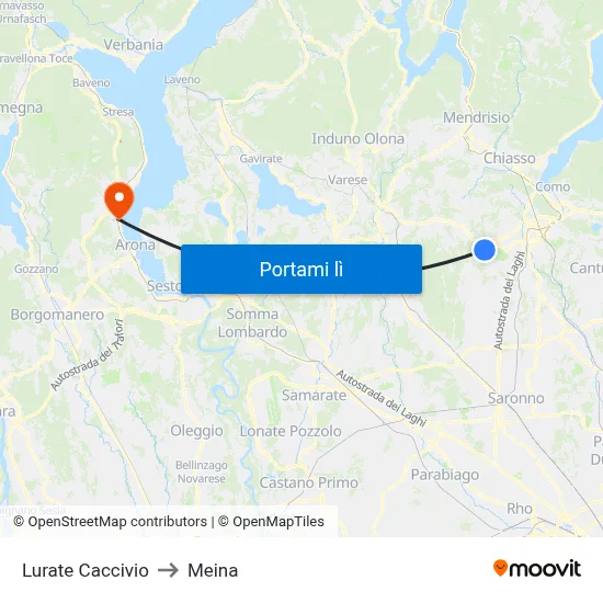 Lurate Caccivio to Meina map