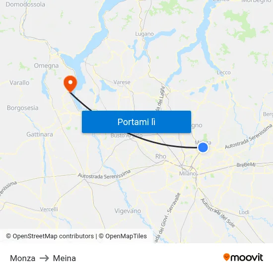 Monza to Meina map