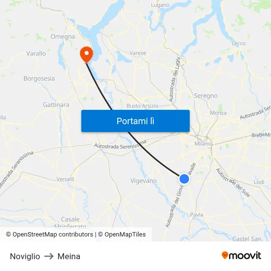 Noviglio to Meina map