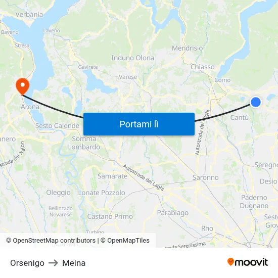 Orsenigo to Meina map