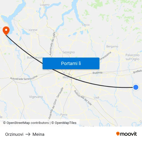 Orzinuovi to Meina map
