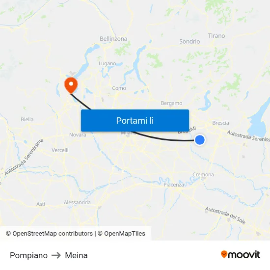 Pompiano to Meina map