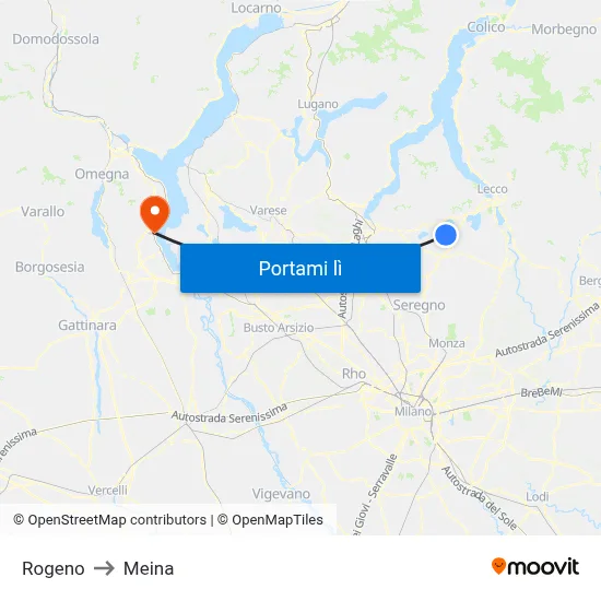 Rogeno to Meina map