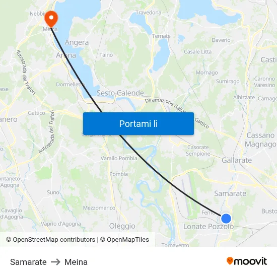 Samarate to Meina map