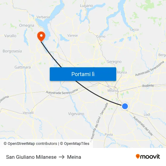 San Giuliano Milanese to Meina map
