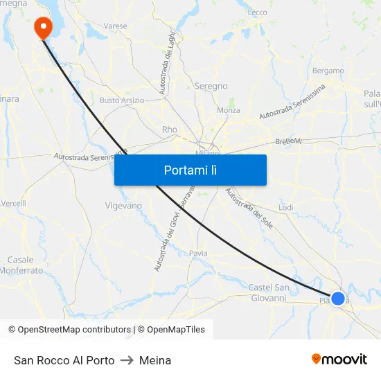 San Rocco Al Porto to Meina map