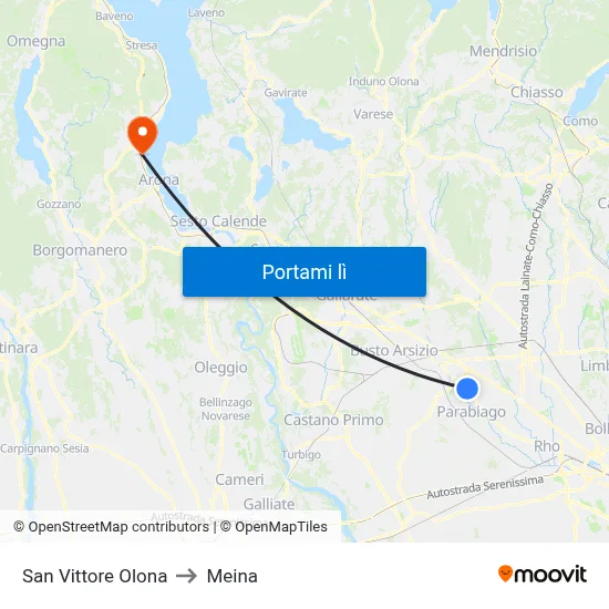 San Vittore Olona to Meina map