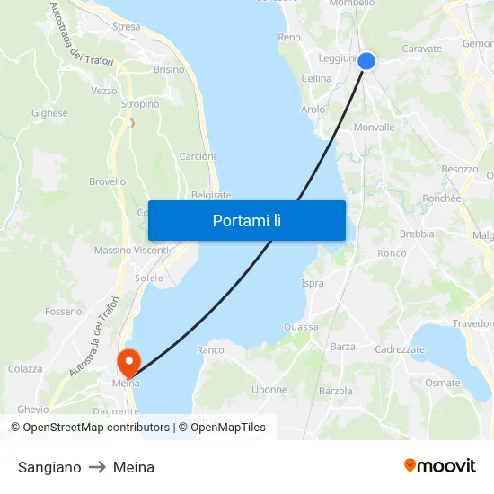 Sangiano to Meina map