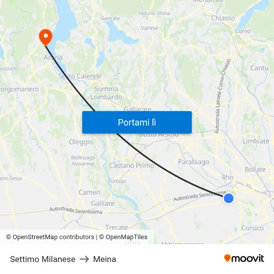 Settimo Milanese to Meina map