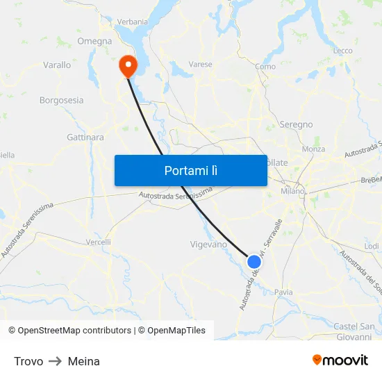 Trovo to Meina map