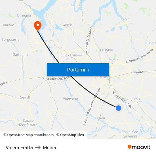 Valera Fratta to Meina map