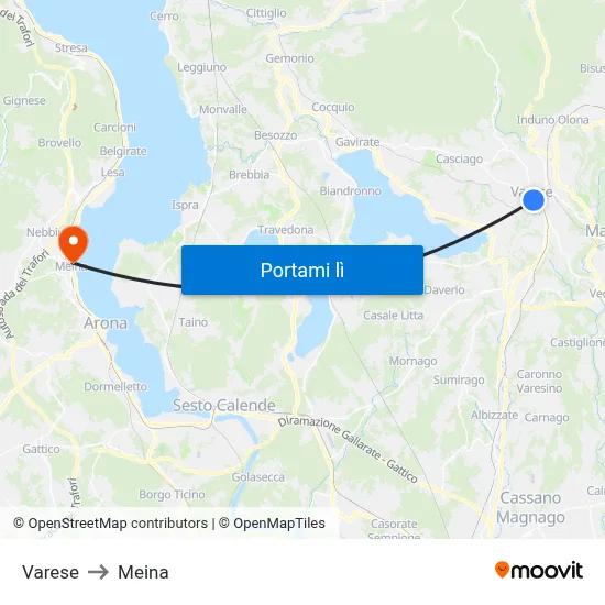 Varese to Meina map
