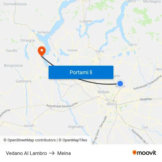 Vedano Al Lambro to Meina map