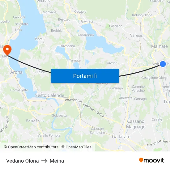 Vedano Olona to Meina map