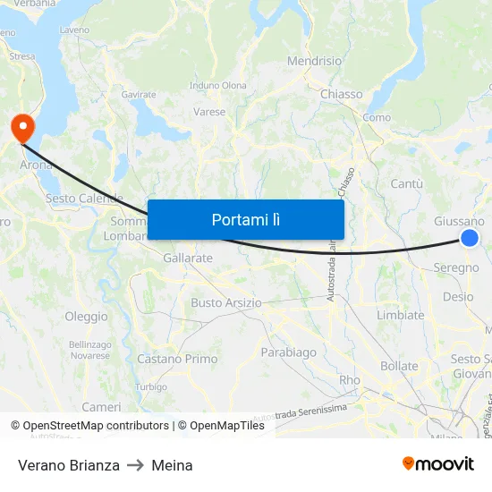 Verano Brianza to Meina map