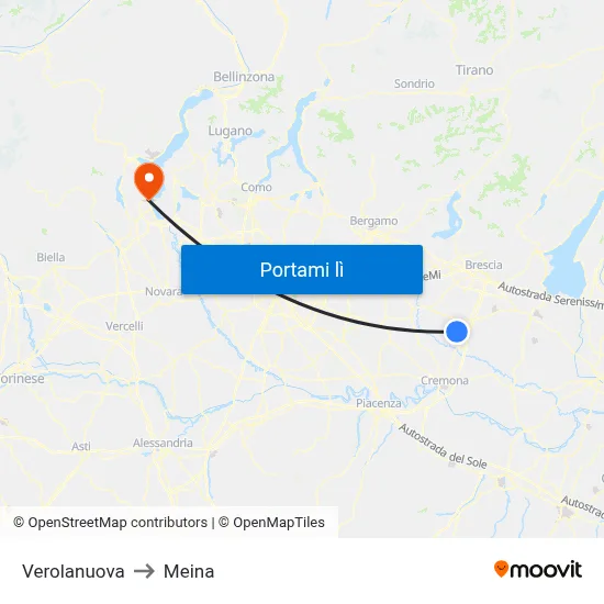 Verolanuova to Meina map