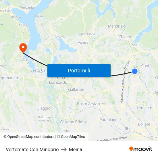 Vertemate Con Minoprio to Meina map